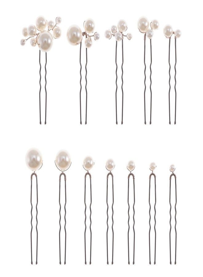 SELFCLOUD 12 Pieces Bridal Hair Accessories Pearl Wedding Hair Pins Handmade Bridal Hair Pins for Wedding Brides Women Girls - Image 1